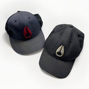 Lot of 2 Nixon Caps Classic Y2K Logo Hats FlexFit & Snapback Men’s Read*